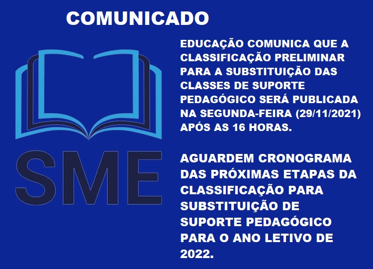 CLASSIFICAO PRELIMINAR SUBSTITUIO CLASSE DO SUPORTE PEDAGGICO