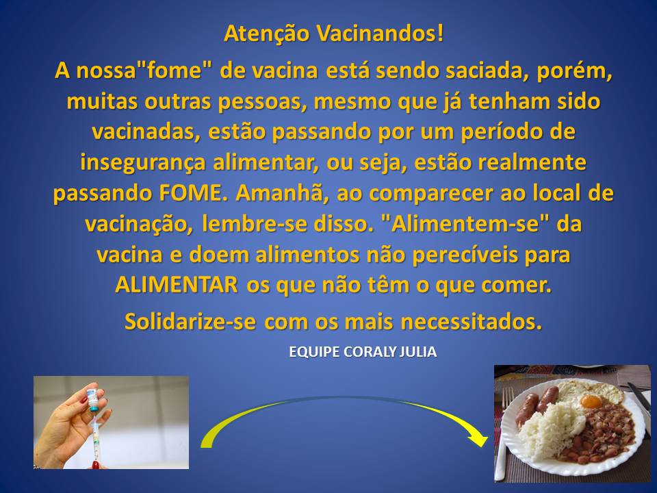 Campanha Vacina contra a fome: Profissional da educao, faa sua doao!