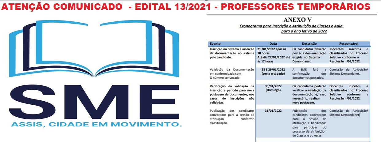 Perodo para insero da documentao no sistema  DEMANDANET  de 21 /01/2022 aps as 10 horas At dia 27/01/2022 at s 17 horas. 