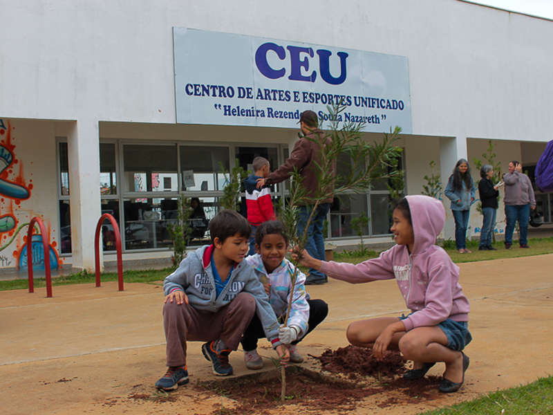 Alunos do Darcy Ribeiro e Joo Luiz realizam plantio de rvores no Park Colinas