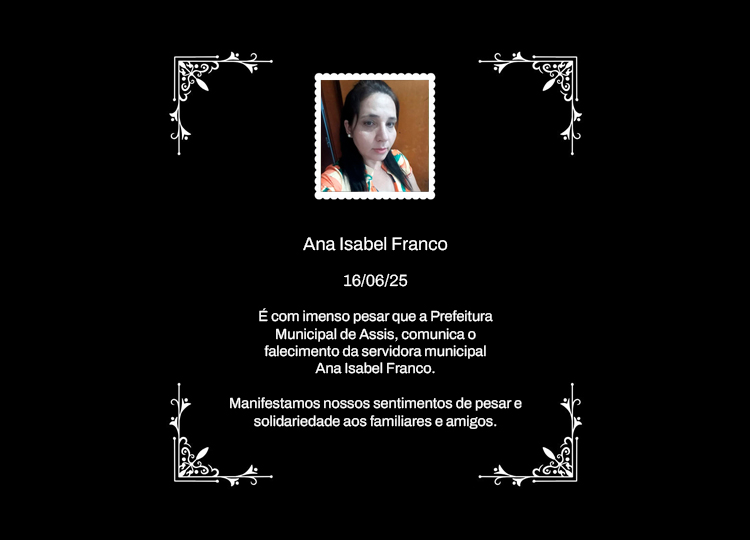 Nota de Pesar pelo Falecimento da Senhora Ana Isabel Franco