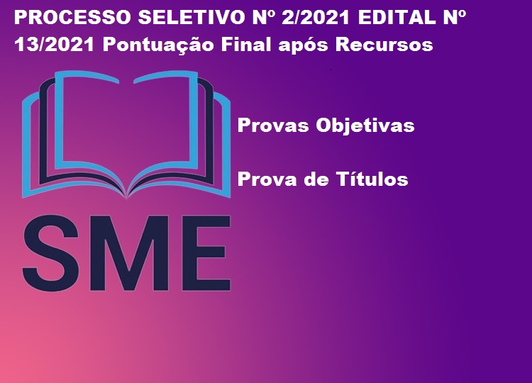 PROCESSO SELETIVO N 2/2021 EDITAL N 13/2021 Pontuao Final aps Recursos